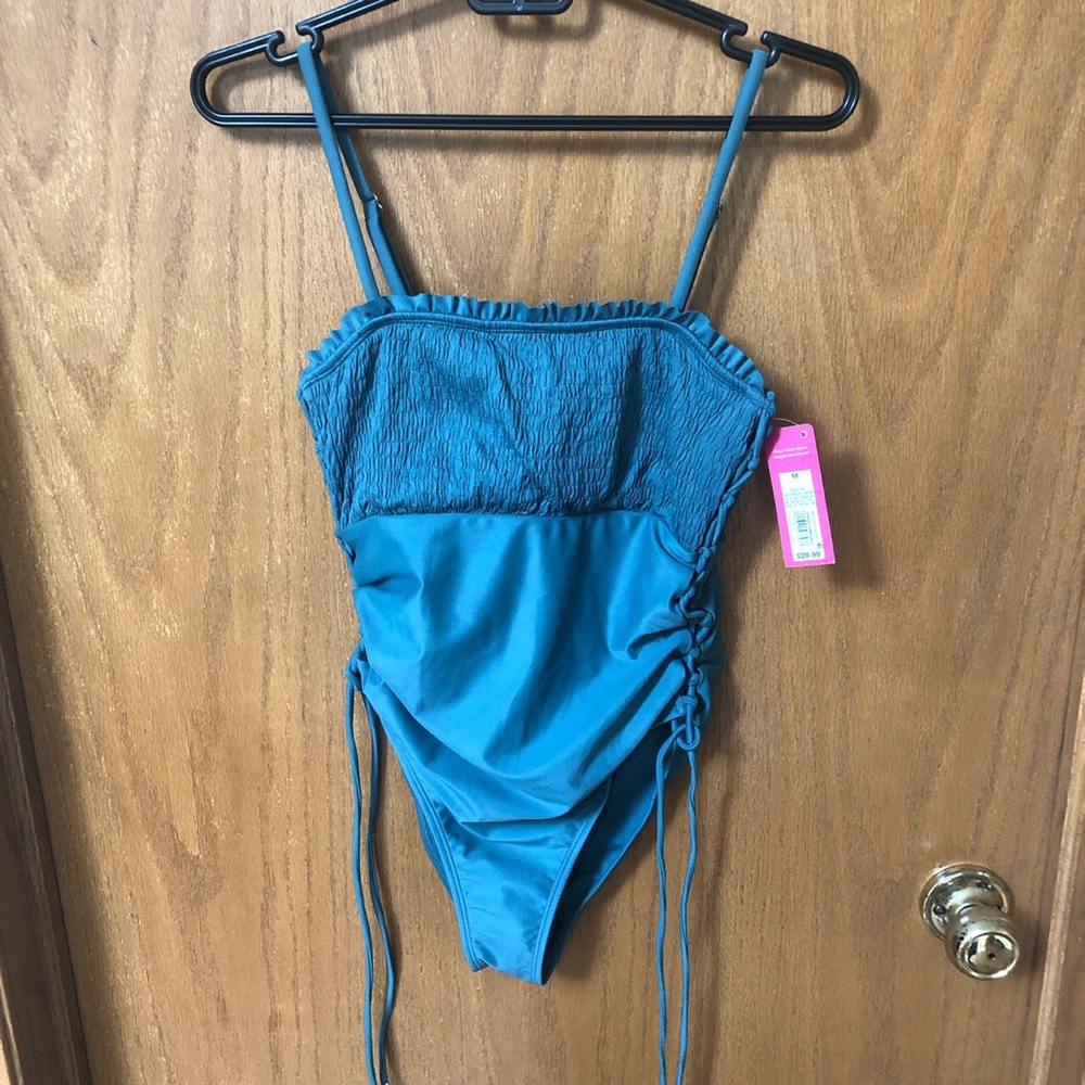 Dark aqua green one-piece swimsuit